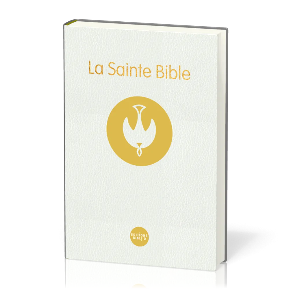 BIBLE COLOMBE RIGIDE BLANCHE TRANCHE OR