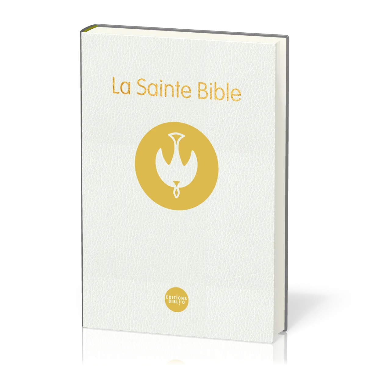 BIBLE COLOMBE RIGIDE BLANCHE TRANCHE OR