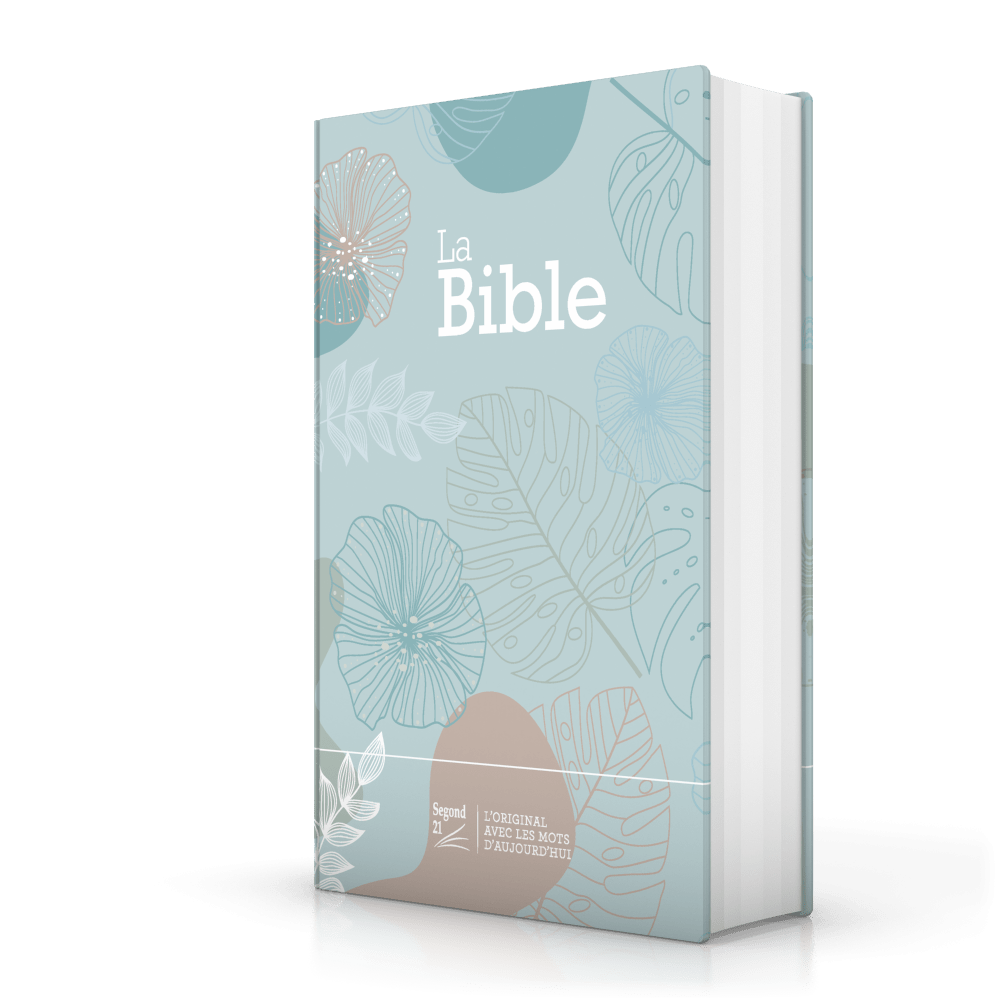 BIBLE SEGOND 21 COMPACTE "PREMIUM STYLE" RIGIDE TOILE MATELASSEE MOTIF FEUILLES