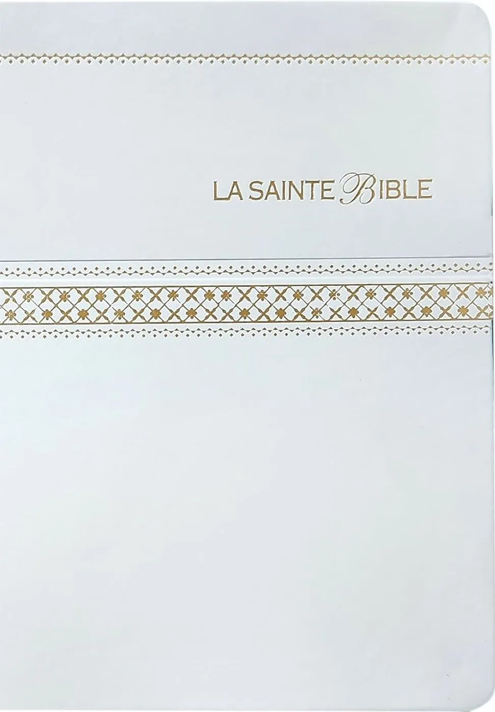BIBLE SEGOND 1910 SIMILICUIR BLANCHE TRANCHE OR - PAROLES DE JESUS EN ROUGE