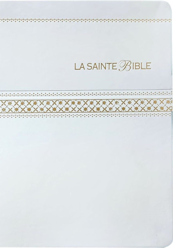 BIBLE SEGOND 1910 SIMILICUIR BLANCHE TRANCHE OR - PAROLES DE JESUS EN ROUGE