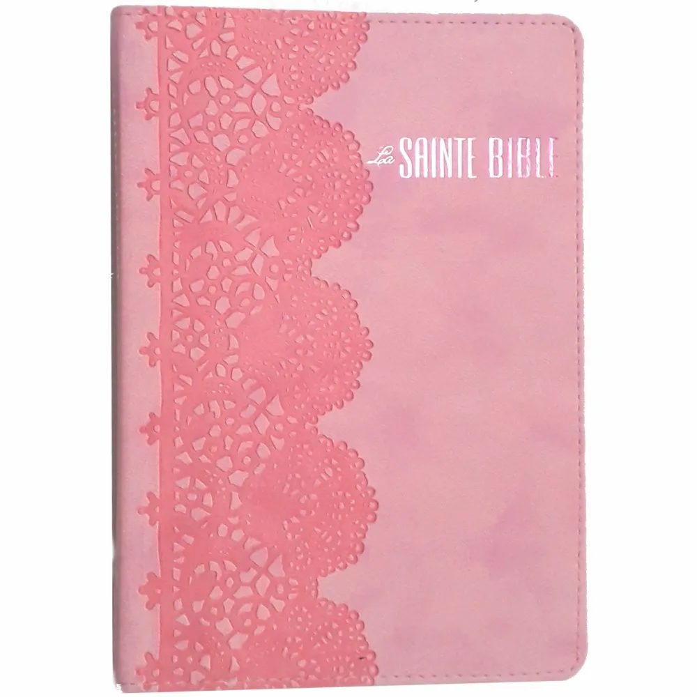 BIBLE SEGOND ESAIE 55 SOUPLE PU MOTIF DENTELLE ROSE - 201