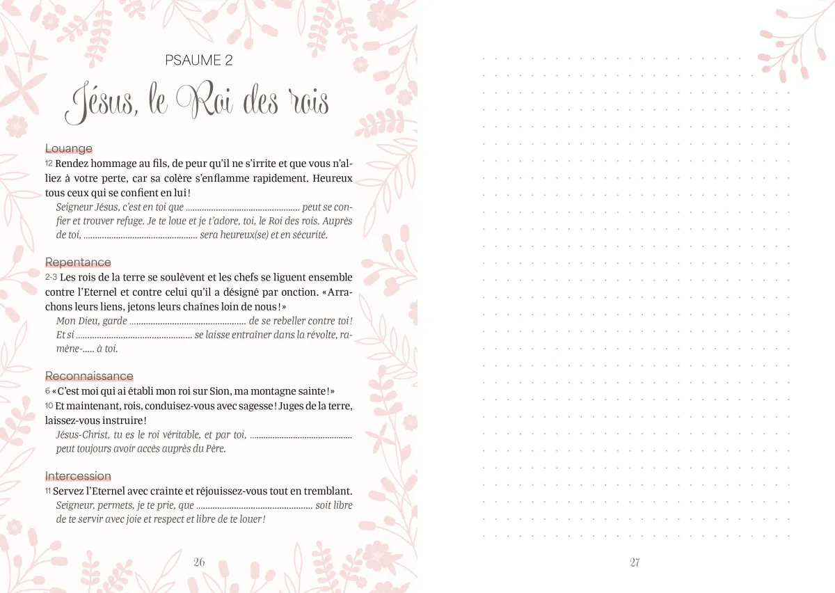 PRIER POUR NOS ENFANTS AVEC LES PSAUMES - JOURNAL DE PRIERES