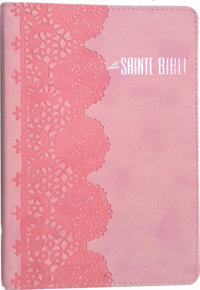 BIBLE SEGOND ESAIE 55 SOUPLE PU MOTIF DENTELLE ROSE - 201