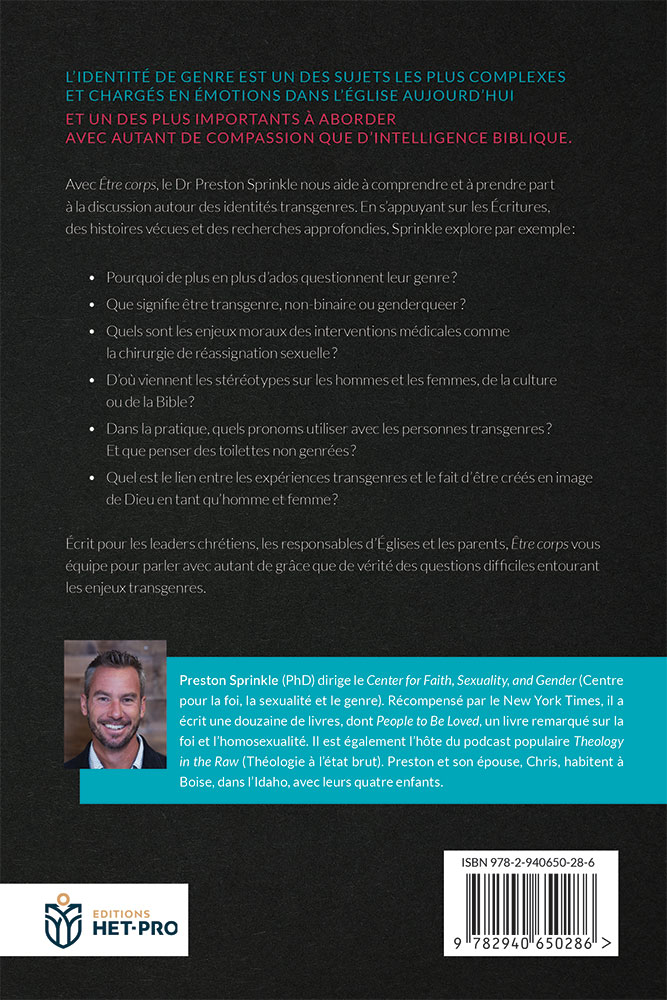 ETRE CORPS - LES IDENTITES TRANSGENRES, L'EGLISE ET CE QUE LA BIBLE EN DIT