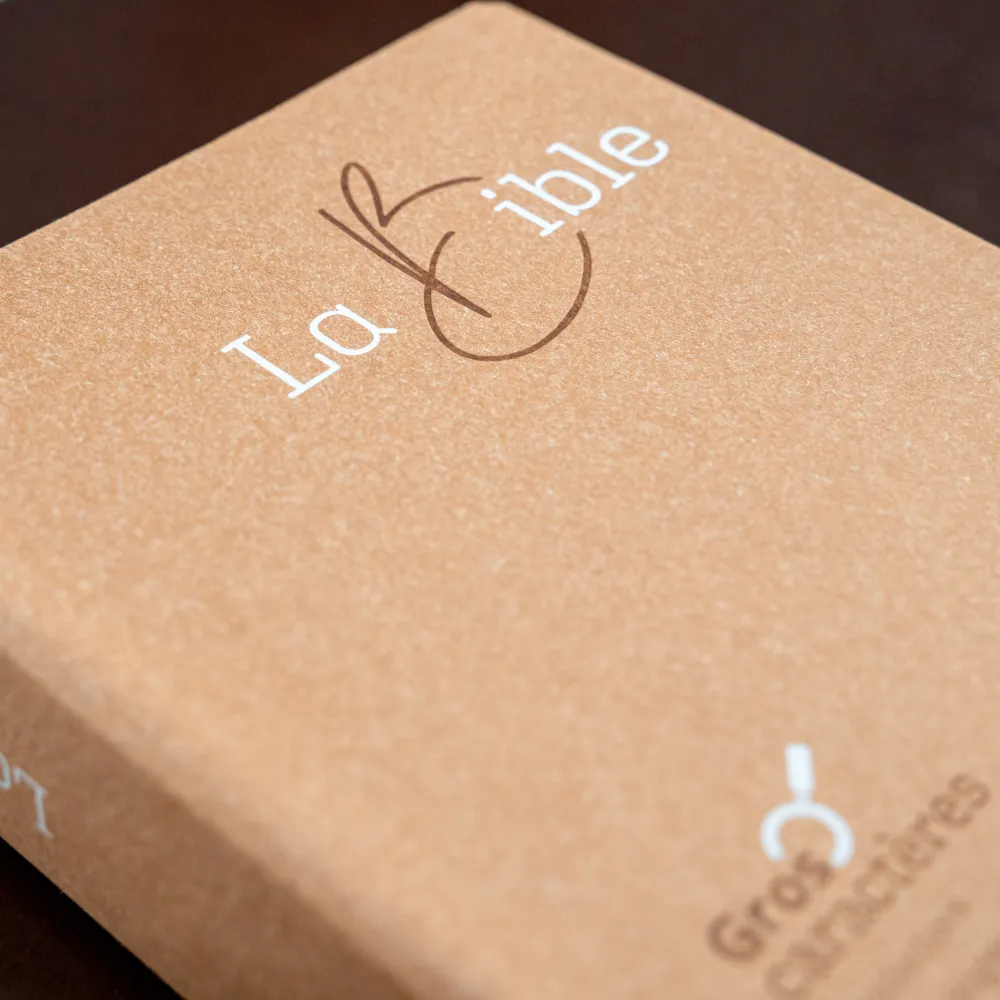 BIBLE SEGOND 21 GROS CARACTERES SEMI-RIGIDE PAPIER BRUN CHINÉ EN FIBRES NATURELLES