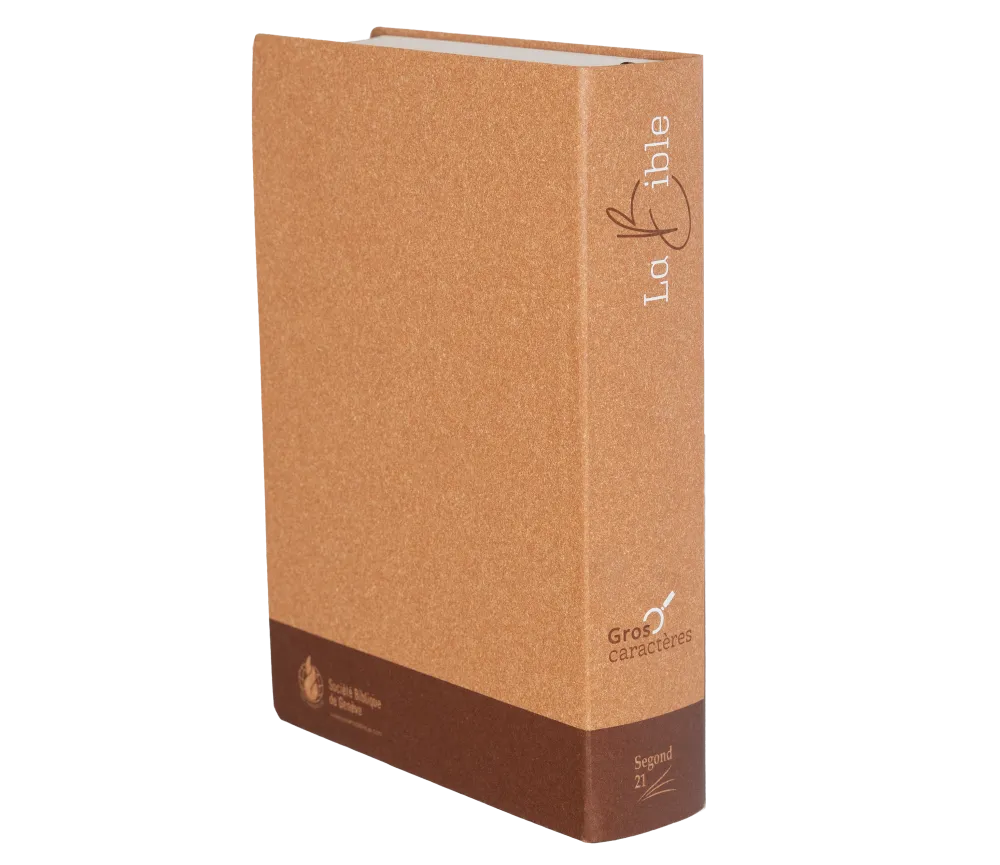 BIBLE SEGOND 21 GROS CARACTERES SEMI-RIGIDE PAPIER BRUN CHINÉ EN FIBRES NATURELLES