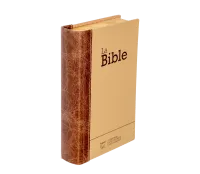 BIBLE SEGOND 21 COMPACTE "PREMIUM STYLE" SEMI RIGIDE DUO CUIR PRALINE CHOCOLAT - TRANCHES DOREES