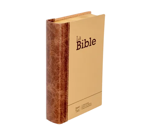 BIBLE SEGOND 21 COMPACTE "PREMIUM STYLE" SEMI RIGIDE DUO CUIR PRALINE CHOCOLAT - TRANCHES DOREES