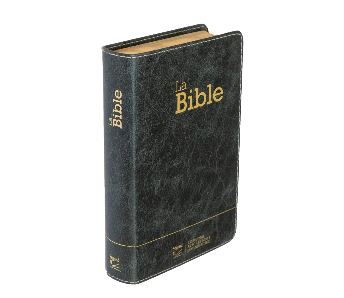 BIBLE SEGOND 21 COMPACTE "PREMIUM STYLE" SEMI-RIGIDE CUIR ANTHRACITE AVEC TRANCHES DOREES