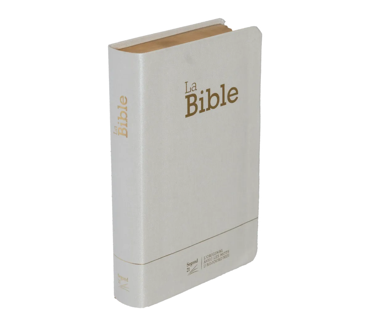 BIBLE SEGOND 21 COMPACTE "PREMIUM STYLE" SOUPLE TOILE BLANCHE NACREE AVEC ONGLETS TRANCHES DOREES