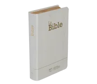 BIBLE SEGOND 21 COMPACTE "PREMIUM STYLE" SOUPLE TOILE BLANCHE NACREE AVEC ONGLETS TRANCHES DOREES