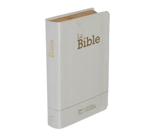 BIBLE SEGOND 21 COMPACTE "PREMIUM STYLE" SOUPLE TOILE BLANCHE NACREE AVEC ONGLETS TRANCHES DOREES