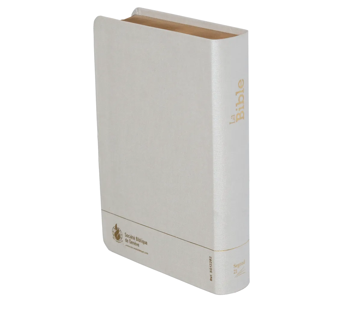 BIBLE SEGOND 21 COMPACTE "PREMIUM STYLE" SOUPLE TOILE BLANCHE NACREE AVEC ONGLETS TRANCHES DOREES
