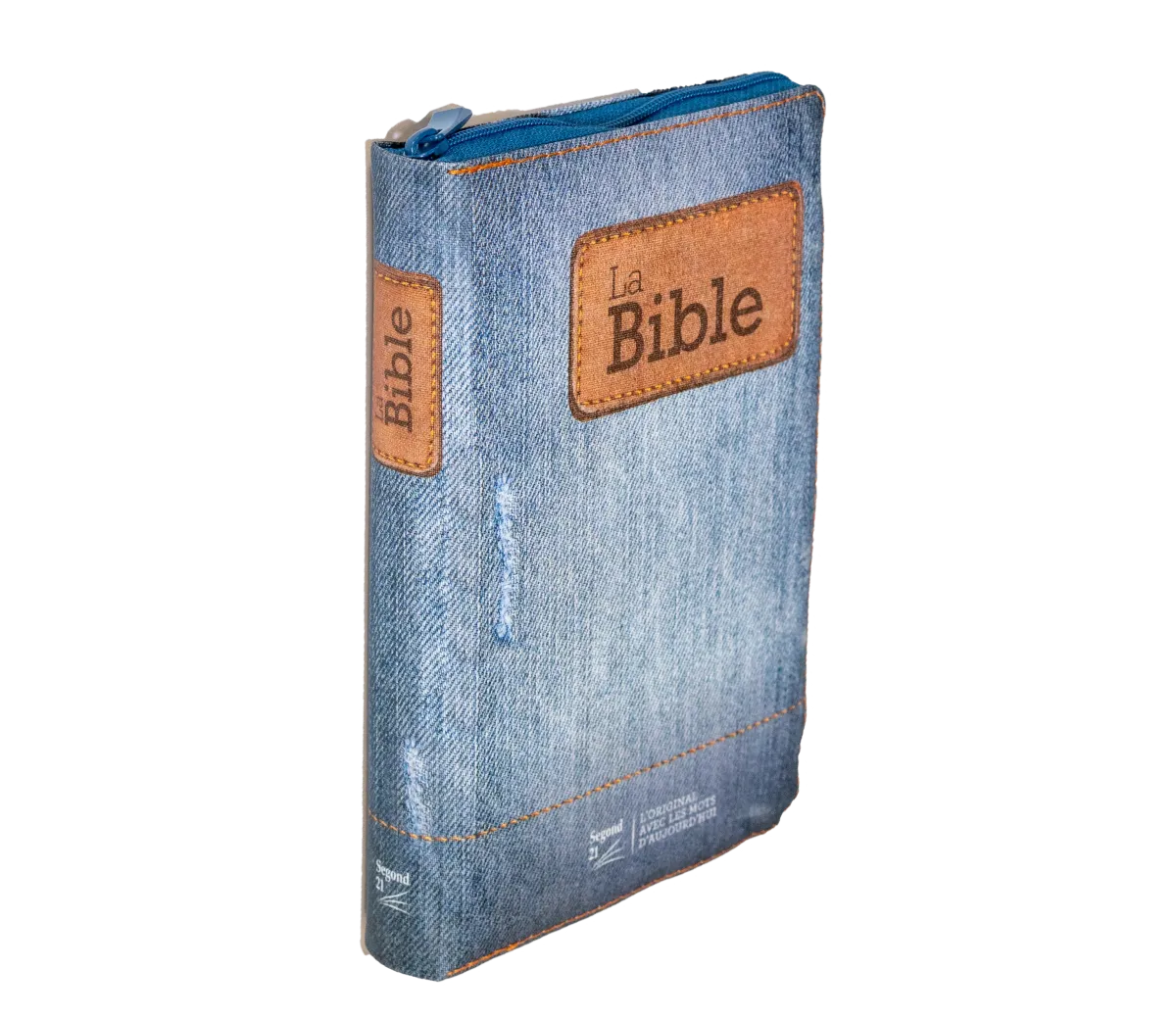 BIBLE SEGOND 21 COMPACTE "PREMIUM STYLE" TOILEE MOTIF JEAN - SOUPLE AVEC FERMETURE ECLAIRE