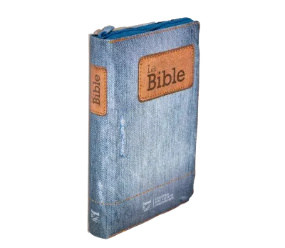 BIBLE SEGOND 21 COMPACTE "PREMIUM STYLE" TOILEE MOTIF JEAN - SOUPLE AVEC FERMETURE ECLAIRE