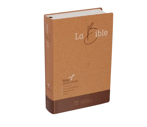 BIBLE SEGOND 21 GROS CARACTERES SEMI-RIGIDE PAPIER BRUN CHINÉ EN FIBRES NATURELLES