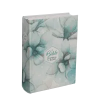 BIBLE SEGOND 21 JOURNAL DE BORD RIGIDE TOILE IMPRIMEE MOTIFS BLEU FLEURS JASPAGE TRANCHES