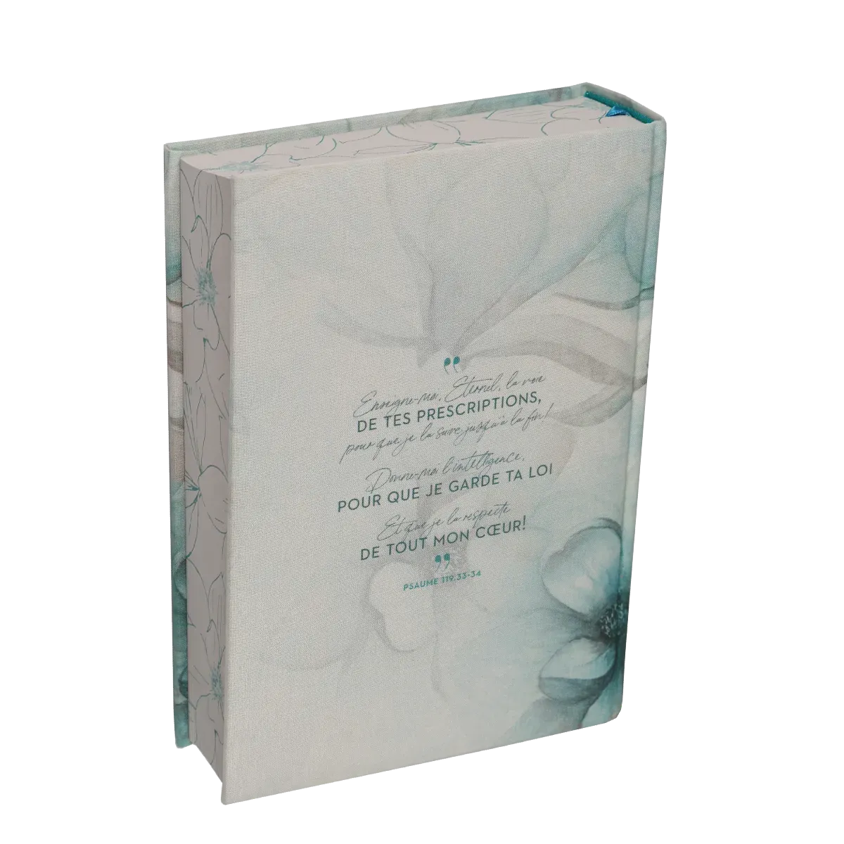 BIBLE SEGOND 21 JOURNAL DE BORD RIGIDE TOILE IMPRIMEE MOTIFS BLEU FLEURS JASPAGE TRANCHES