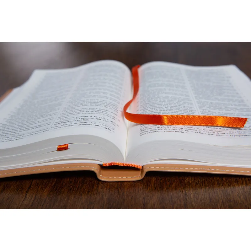 BIBLE DARBY ROLLE MOYEN FORMAT SIMILICUIR BEIGE 2 SIGNETS ORANGE