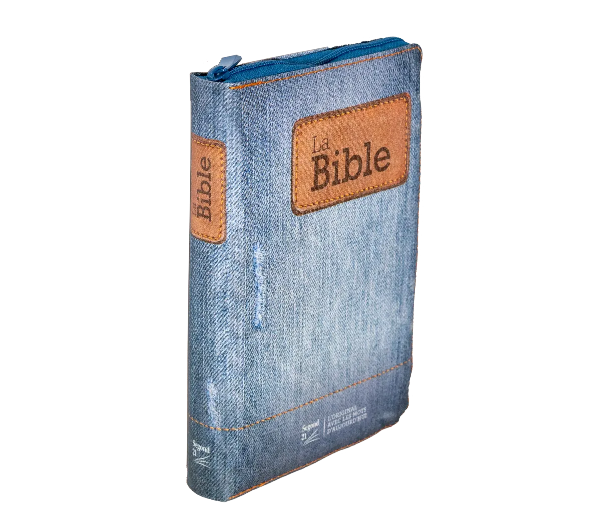 BIBLE SEGOND 21 COMPACTE "PREMIUM STYLE" TOILEE MOTIF JEAN - SOUPLE AVEC FERMETURE ECLAIRE