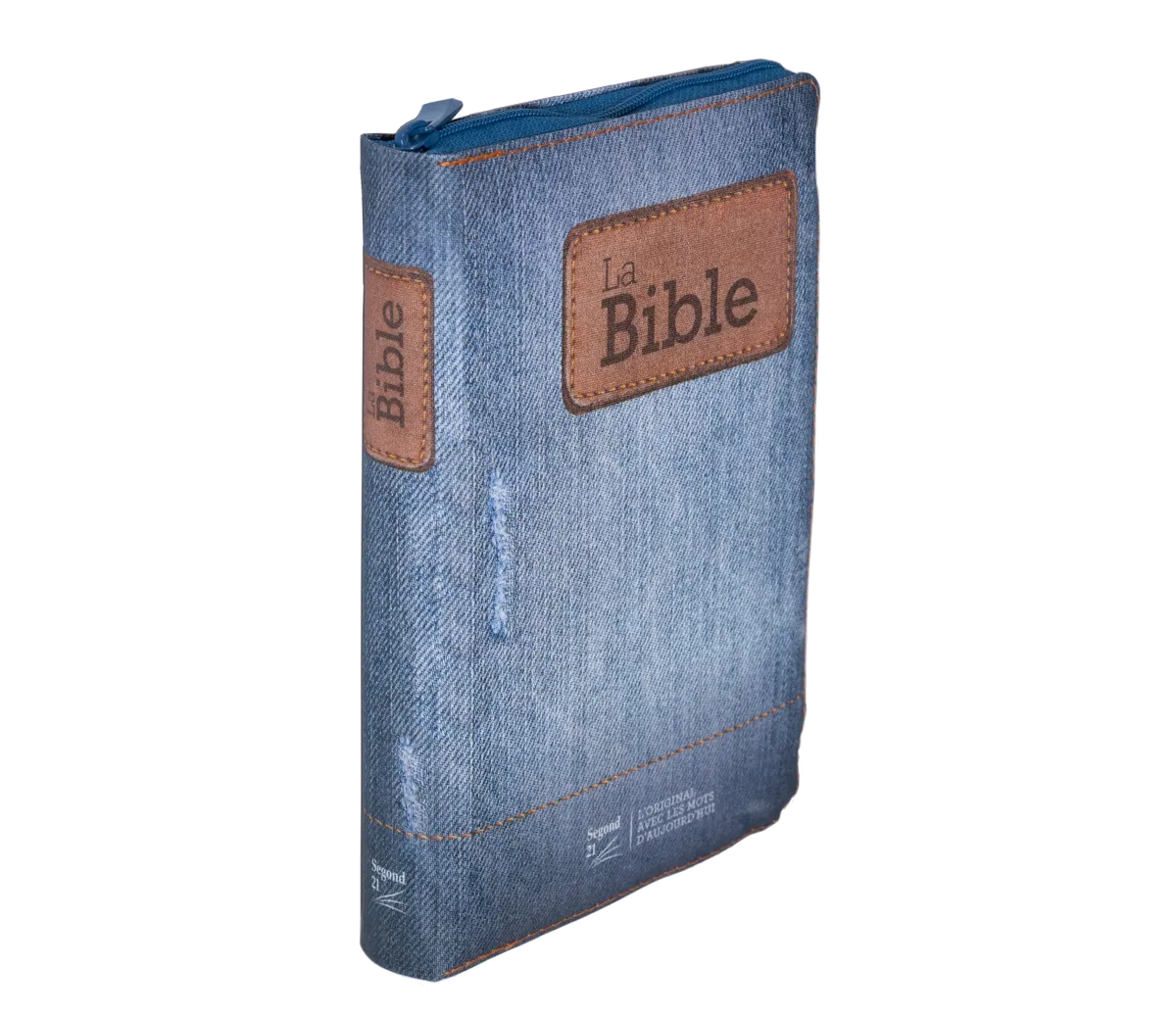 BIBLE SEGOND 21 COMPACTE "PREMIUM STYLE" TOILEE MOTIF JEAN - SOUPLE AVEC FERMETURE ECLAIRE