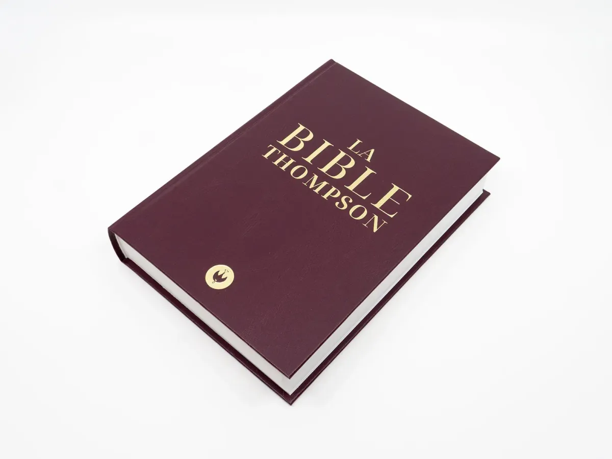 BIBLE THOMPSON COLOMBE SIMILI CUIR RIGIDE GRENAT