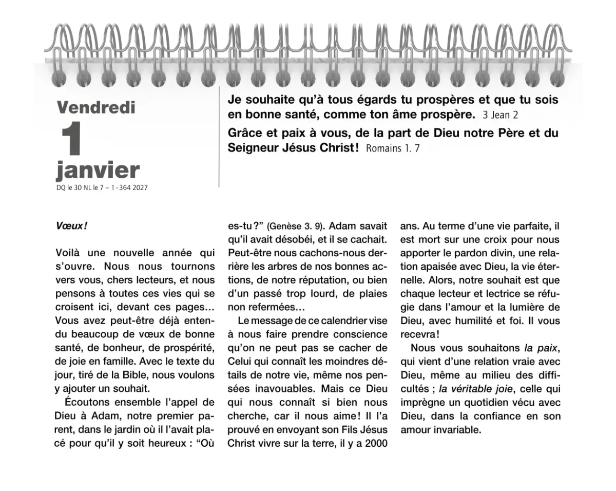 CALENDRIER BS FRANCAIS GRAND FORMAT GROS CARACTERES
