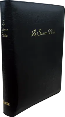 BIBLE SEGOND 1910 GROS CARACTERES SOUPLE CUIR TR. OR ONGLETS NOIR FERMETURE ECLAIR + COFFRET