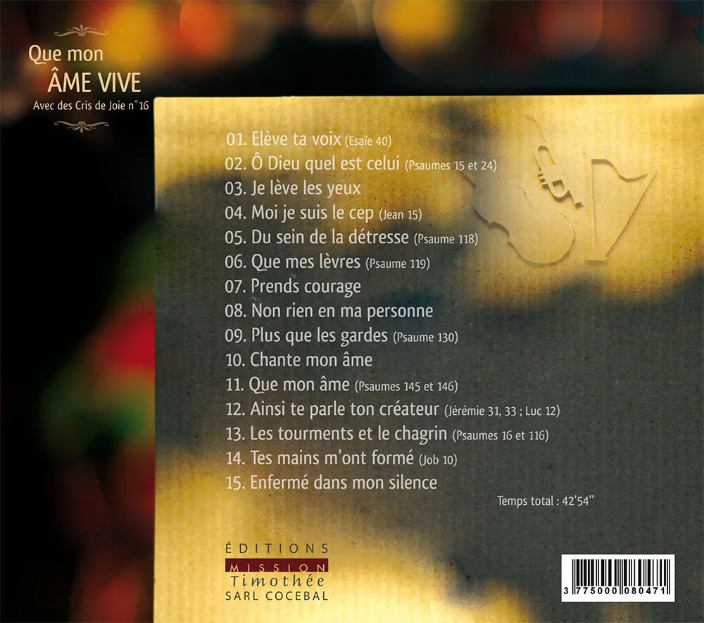 AVEC DES CRIS DE JOIE 16 CD - QUE MON AME VIVE
