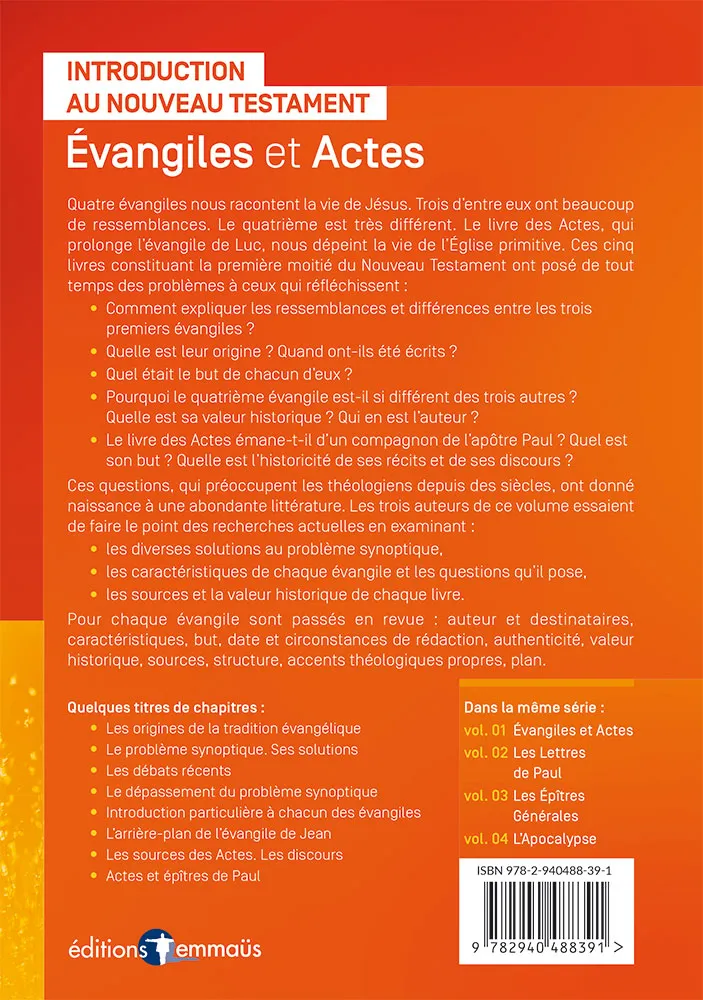 EVANGILES ET ACTES - INTRODUCTION AU NT VOL 1 BROCHE