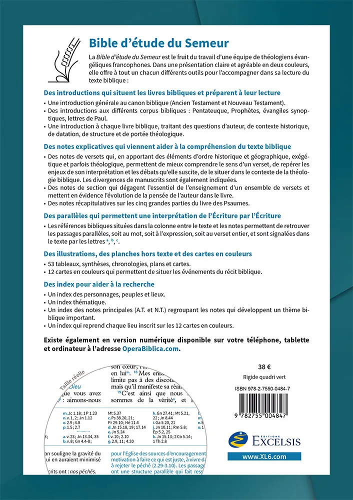 BIBLE SEMEUR 2015 ETUDE RIGIDE VERTE OLIVIER TRANCHES BLANCHES